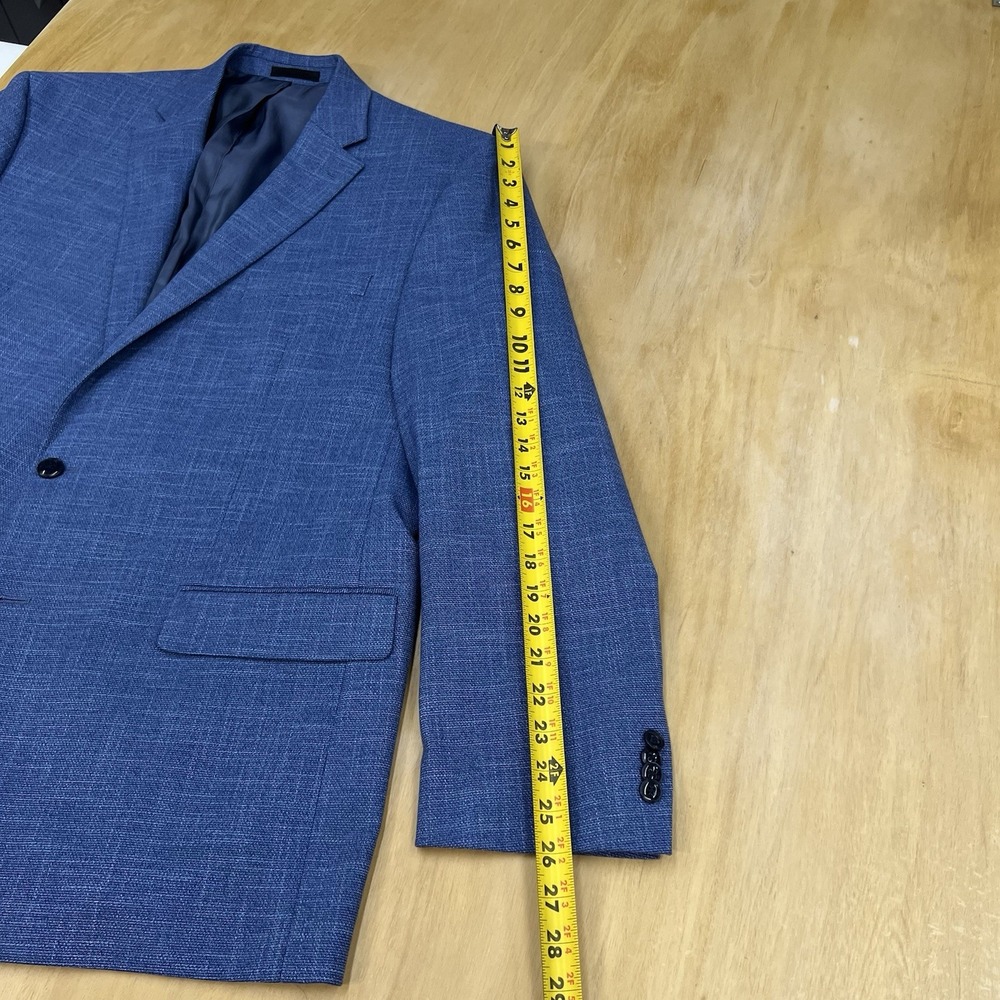 Michael Kors Hopsack Blazer Mens 46L Long Classic Fit Polyester Stretch Blue - Picture 7 of 11